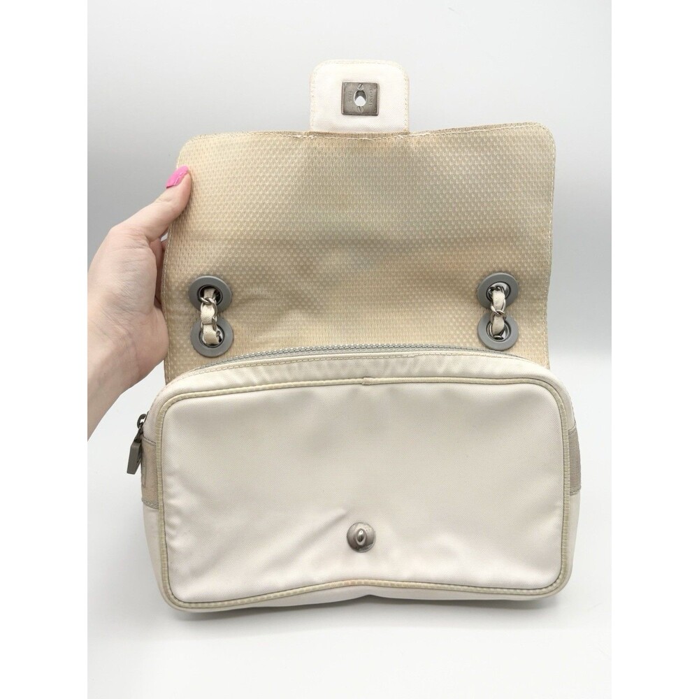 Chanel White & Blue Floral Print Nylon Canvas Sport CC Flap Bag Vintage Y2K - Picture 8 of 16